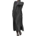 Robes sweat d'automne Minetom gris foncé lavable à la main maxi à manches longues à col rond Taille XXS look casual pour femme 