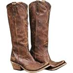 Bottes cowboy & Bottes western Minetom marron à bouts pointus plus size look vintage pour femme 