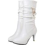 Bottes à talon haut d'automne Minetom blanches en cuir synthétique Pointure 40 look fashion pour femme 