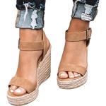 Sandales à talons Minetom kaki tressées en caoutchouc à strass à boucles Pointure 36 look casual pour femme 