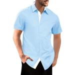 Chemises Minetom bleus clairs à carreaux à manches courtes à manches courtes Taille XL look business pour homme 