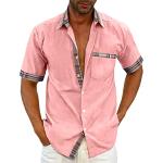 Chemises Minetom roses à carreaux à manches courtes à manches courtes Taille XL look business pour homme 