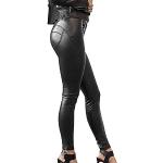 Leggings en cuir Minetom noirs en cuir Taille XXS look sexy pour femme 