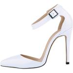 Sandales à brides Minetom blanches en cuir synthétique à talons aiguilles Pointure 40 avec un talon de plus de 9cm look sexy pour femme 