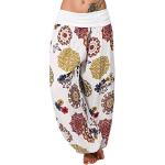 Pantalons taille haute Minetom blancs à fleurs Taille XXL look fashion pour femme 