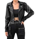 Blousons biker Minetom noirs en cuir synthétique à manches longues Taille XL look Punk pour femme 