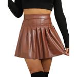 Jupes courtes Minetom marron en cuir synthétique minis Taille XS look fashion pour femme 
