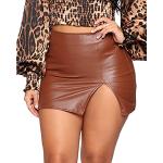 Jupes courtes Minetom marron en cuir synthétique minis Taille L look fashion pour femme 