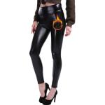 Leggings en cuir Minetom noirs en velours Taille XXL look fashion pour femme 