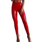 Leggings en cuir Minetom rouges en cuir synthétique Taille M look fashion pour femme 