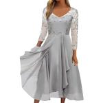 Robes de soirée courtes de mariée Minetom grises en dentelle midi à manches courtes Taille XL look fashion pour femme 