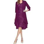 Robes de cocktail Minetom violettes en dentelle sans manches Taille XXS look fashion pour femme 