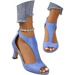 Sandales à talons Minetom bleues en caoutchouc Pointure 43 avec un talon entre 5 et 7cm look fashion pour femme 