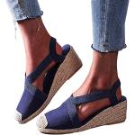 Sandales compensées Minetom bleues en caoutchouc Pointure 38 avec un talon entre 3 et 5cm look casual pour femme 