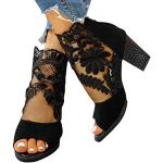 Sandales à talons de mariage Minetom noires en caoutchouc Pointure 40 avec un talon de plus de 9cm look fashion pour femme 