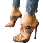 Sandales à talons Minetom en caoutchouc à talons aiguilles à bouts ouverts Pointure 41 avec un talon de plus de 9cm look fashion pour femme 