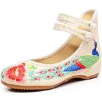 Chaussures d'été Minetom beiges à fleurs Pointure 41 avec un talon jusqu'à 3cm look fashion pour femme 