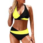 Bikinis push-up Minetom jaunes à fleurs Taille 3 XL look fashion pour femme 
