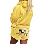Pyjamas en velours d'automne Minetom jaunes en velours Taille L look fashion pour femme 