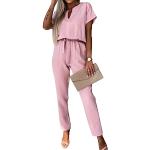 Combi pantalons Minetom roses à col en V Taille S look fashion pour femme 