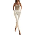 Combi pantalons Minetom blanches à paillettes Taille XS look sexy pour femme 