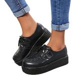Chaussures oxford Minetom noires en caoutchouc à lacets Pointure 37 avec un talon entre 5 et 7cm look Punk pour femme 