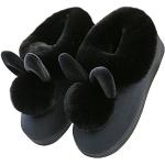Chaussons peluche Minetom noirs à motif lapins Pointure 39 look fashion pour femme 
