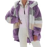 Parkas longues Minetom violettes en peluche à capuche à manches longues Taille S look streetwear pour femme 
