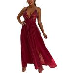 Robes de soirée longues Minetom rouges à paillettes maxi sans manches Taille XL look fashion pour femme 