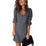 Robes de plage Minetom grises au genou à col en V Taille 3 XL look casual pour femme 