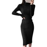 Robes d'automne Minetom noires à manches longues à manches longues à col roulé Taille XL look fashion pour femme 