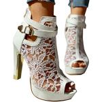 Sandales à talons de mariage Minetom blanches en caoutchouc Pointure 40 avec un talon de plus de 9cm look fashion pour femme 