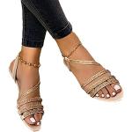 Sandales plates Minetom dorées en caoutchouc à bouts ouverts Pointure 43 look fashion pour femme 