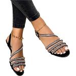 Sandales plates Minetom noires en caoutchouc à bouts ouverts Pointure 43 look fashion pour femme 