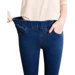 Pantalons taille haute de printemps Minetom bleues foncé stretch Taille 3 XL look fashion pour femme 