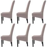 Mingfuxin Lot de 6 housses de chaise de grande taille, extensibles, amovibles et lavables pour chaises de salle à manger, hôtel, banquet (Camel, 6)