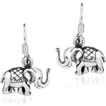 Boucles d'oreilles argentées en argent finition brillante à motif éléphants en argent look fashion pour femme 