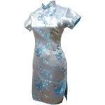 Robes de cocktail bleus clairs minis à manches courtes Taille 3 XL look asiatique pour femme 