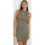 Robes en maille Guess vert olive all over minis sans manches à col rond Taille S pour femme 