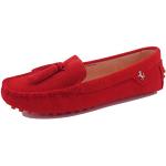 MINITOO Femme Gland Suede Cuir Loafers Mocassins Chaussures d'été pour Rouge EU 37.5