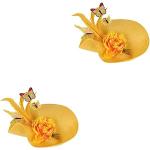 Chapeaux de mariage jaunes à motif papillons look fashion pour femme 