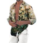 Chemises vichy de mariage kaki imprimé africain en velours à motif Afrique à manches courtes Taille M style ethnique pour homme 