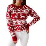 Pullovers pour fêtes de Noël rouge rouille à rayures en velours Snoopy sans manches Taille S look fashion pour femme 