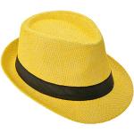 Chapeaux Fedora jaunes en paille 61 cm look fashion 