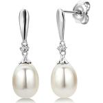 Miore - Mgr9004E - Boucles d'Oreilles Pendantes Femme - Or blanc 375/1000 (9 carats) - perles et diamants - 0.02 cts