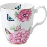 Tasses à thé Royal Albert blanches en porcelaine à motif papillons 