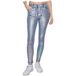 Jeans métalliques à motif New York lavable en machine Taille M style bohème pour femme 