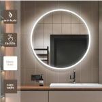 Miroirs de salle de bain blancs lumineux diamètre 80 cm modernes 