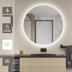Miroirs de salle de bain blancs lumineux diamètre 90 cm modernes 