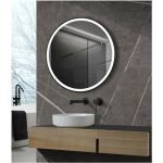 Miroirs de salle de bain gris en aluminium à motif Paris anti buéeeautés diamètre 80 cm 